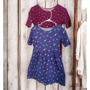 Lot Of 2 Gymboree Mix N Match Girls Knit Hearts Pink & Owl Purple Dresses  XL 14